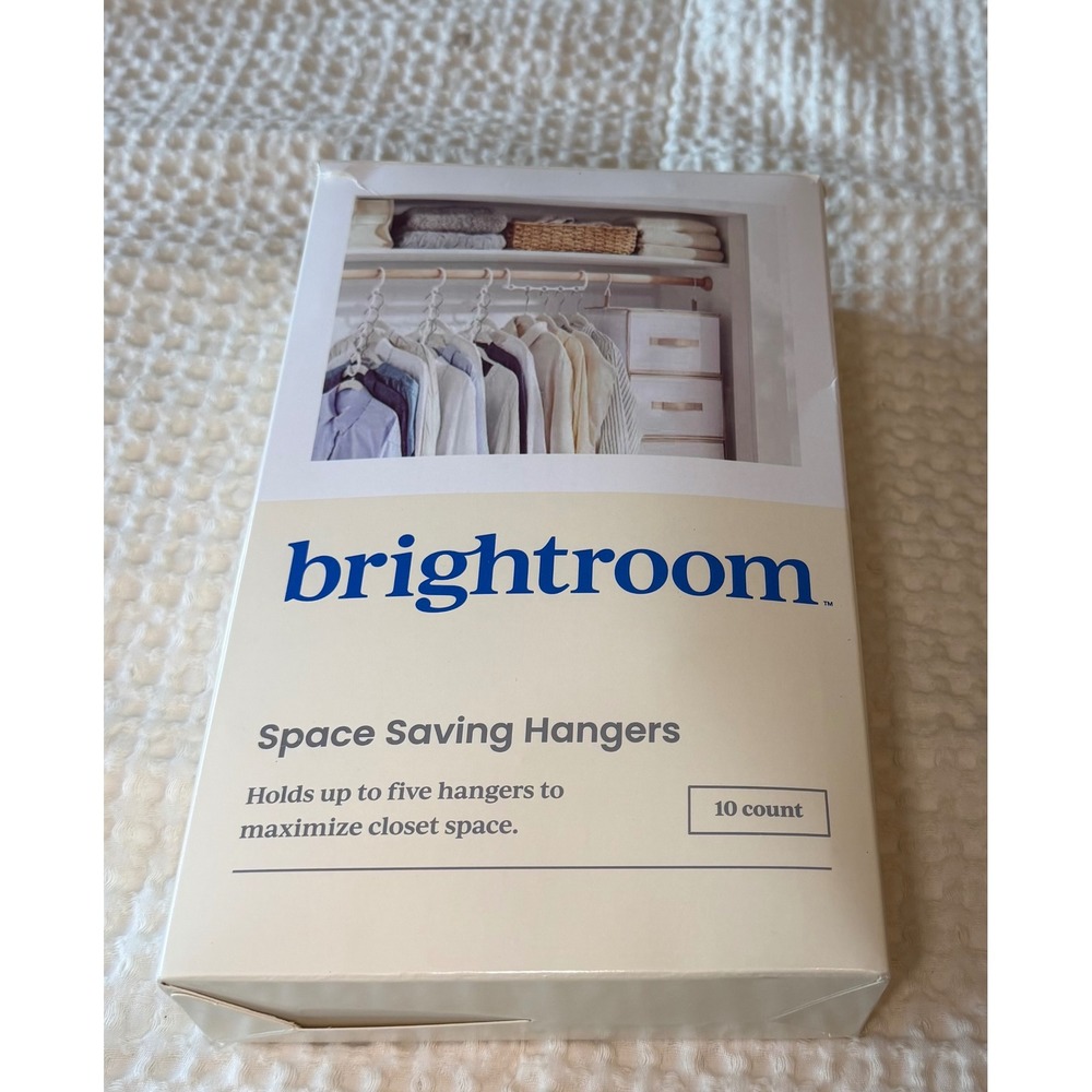 Brightroom Space Saving Hangers 10 Count White Closet Organizer Cascading Hooks